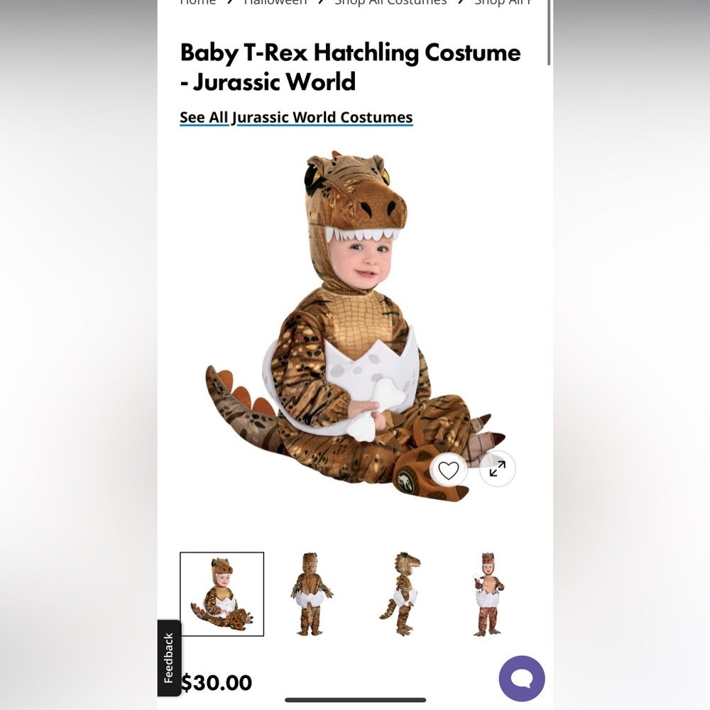 Baby T-Rex Hatchling Costume
- Jurassic World